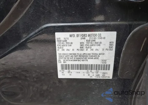 2015 Ford Edge Se z USA, uszkodzony, nr VIN 2FMTK4G99FBC18170